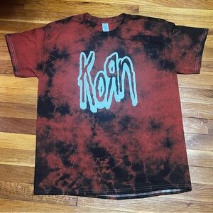 Korn Large Black Orange Tie Dye Band T-Shirt Y2K 90s Streetwear Retro